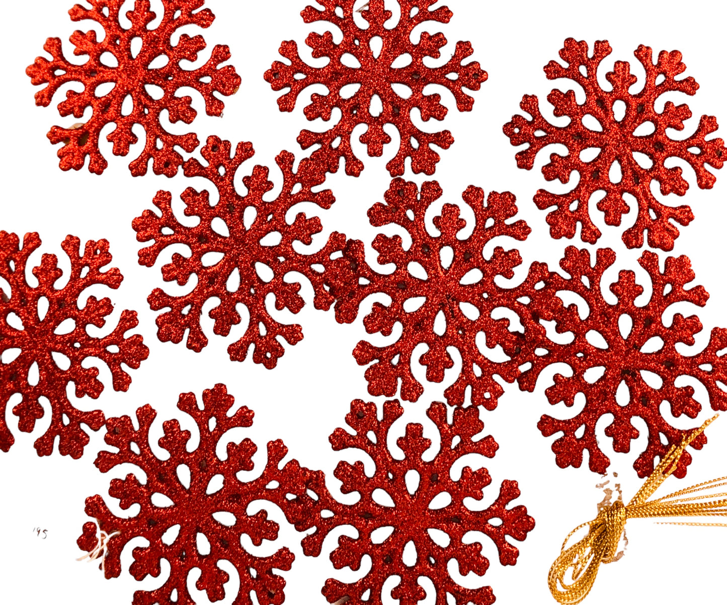 4956 - 18ct 3.35" Red Glitter Snowflakes - |Pod 2-73|
