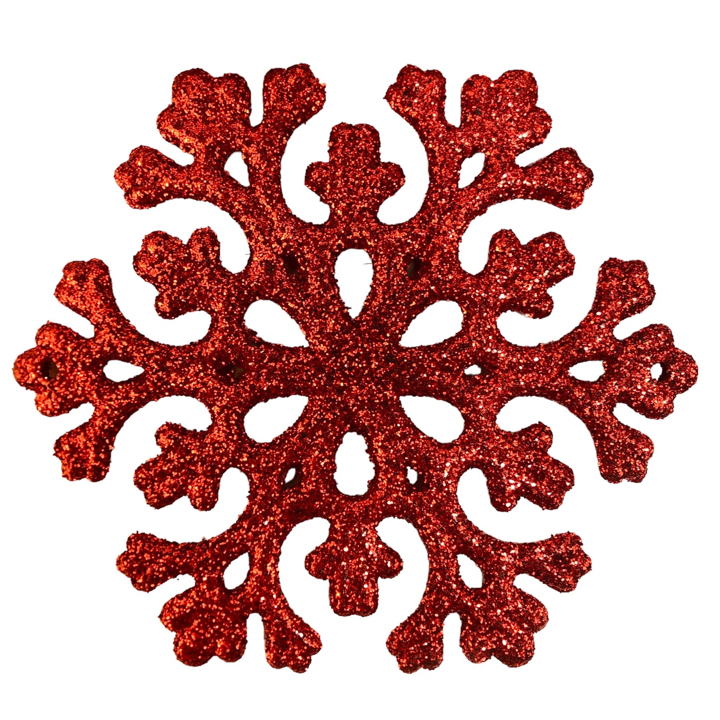 4956 - 18ct 3.35" Red Glitter Snowflakes - |Pod 2-73|