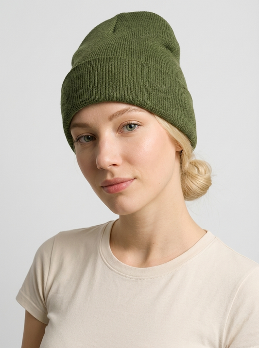 24019 - Set of 4 Knit Beanie Hats Army Green |20-D|
