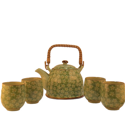 5037 - Green Floral Tea Set - |A-13|