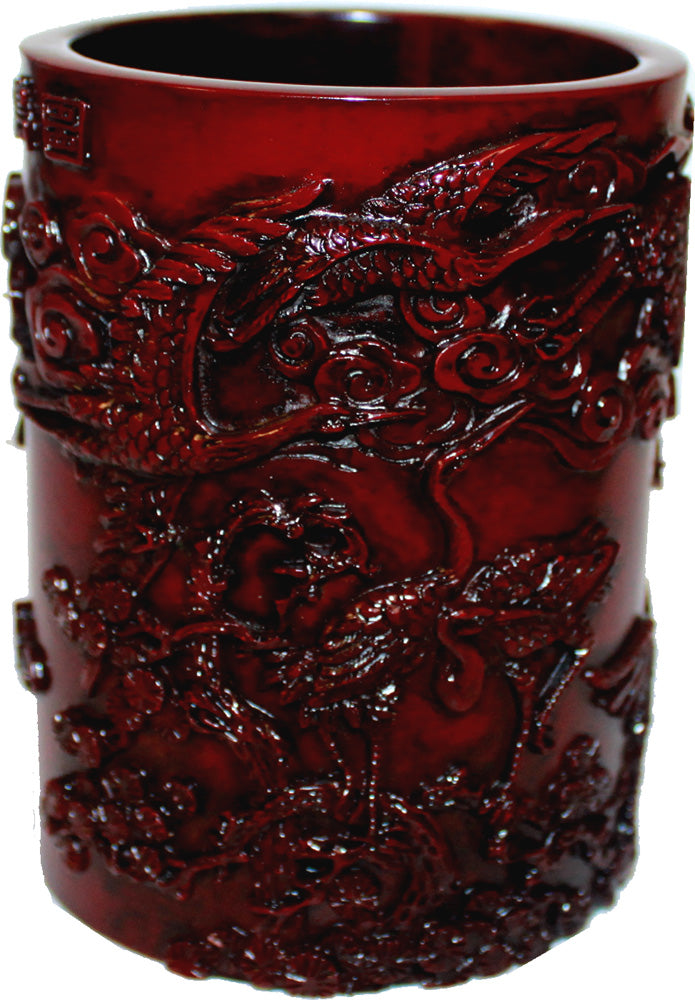 5038 - 4" Red Crane Pen Holder - |2-2|