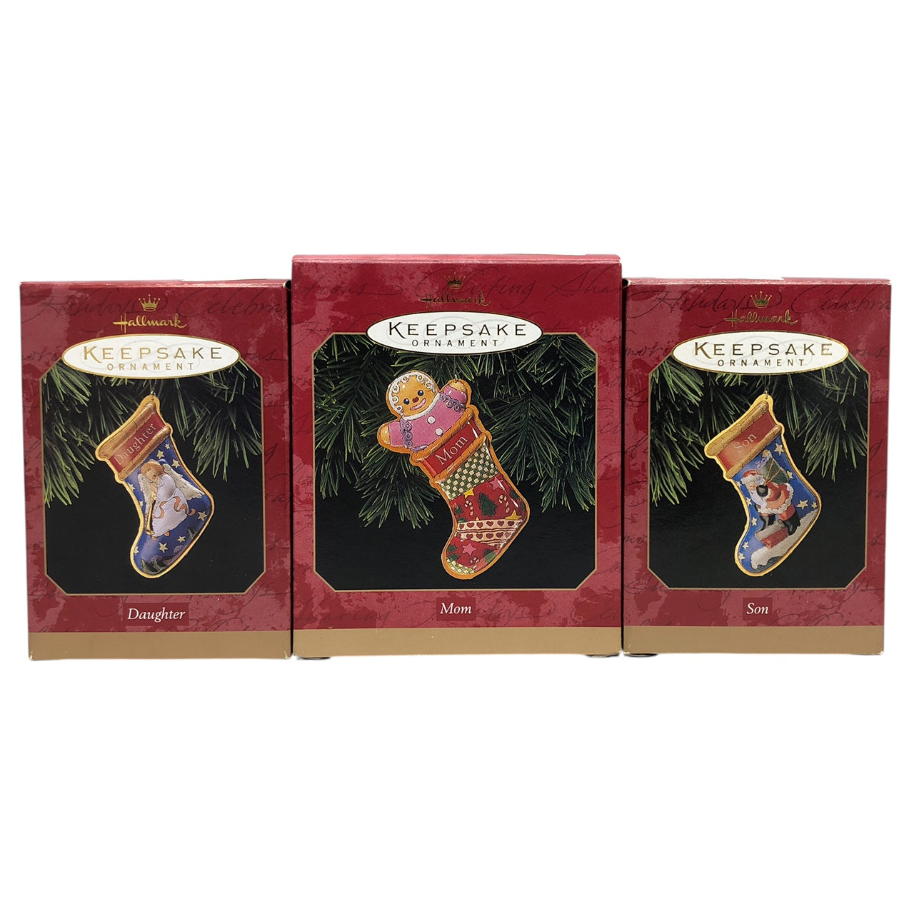 5063 - Set of 3 Hallmark Keepsake Mom, Son and Daughter Stocking Ornaments for Christmas Holiday Tree Decoration | POD 1-66 |