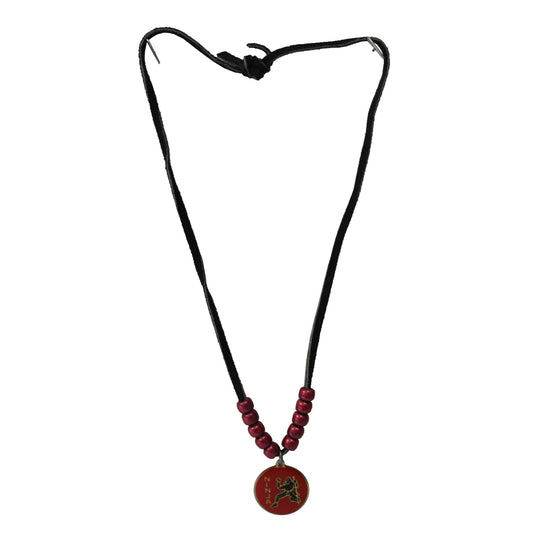 5078 - Red Ninja Beaded Leather Necklace - |Clear-207|