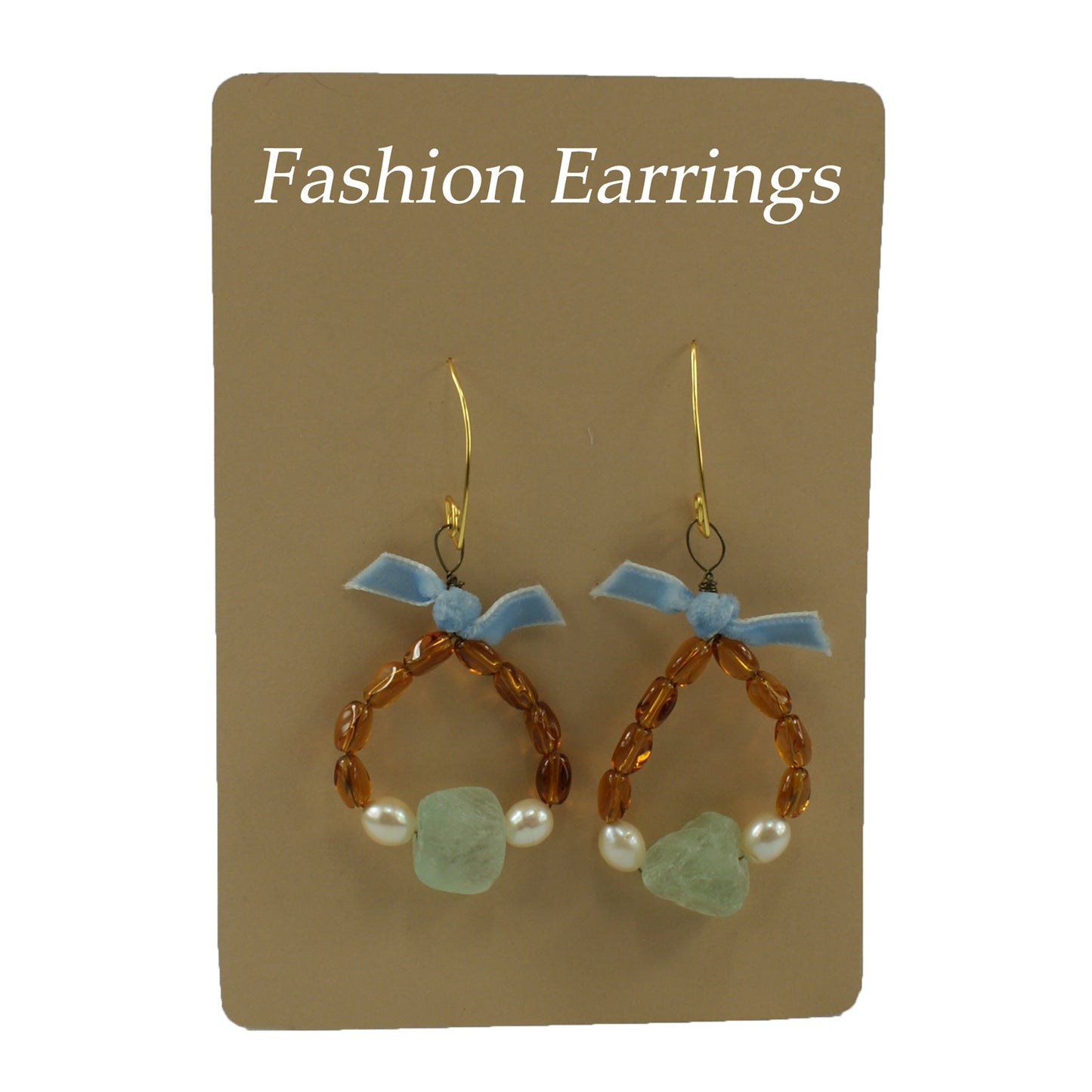 5129 - Beaded French Hook Aqua Earring