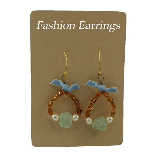 5129 - Beaded French Hook Aqua Earring
