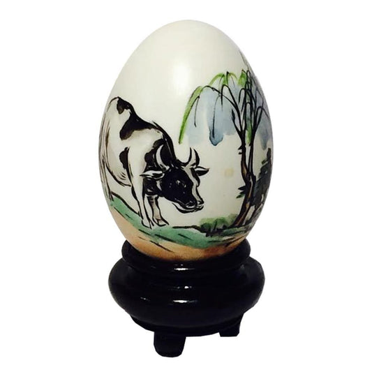 513 - 3" Real Eggshell - Hand Painted Cow  |14-18|