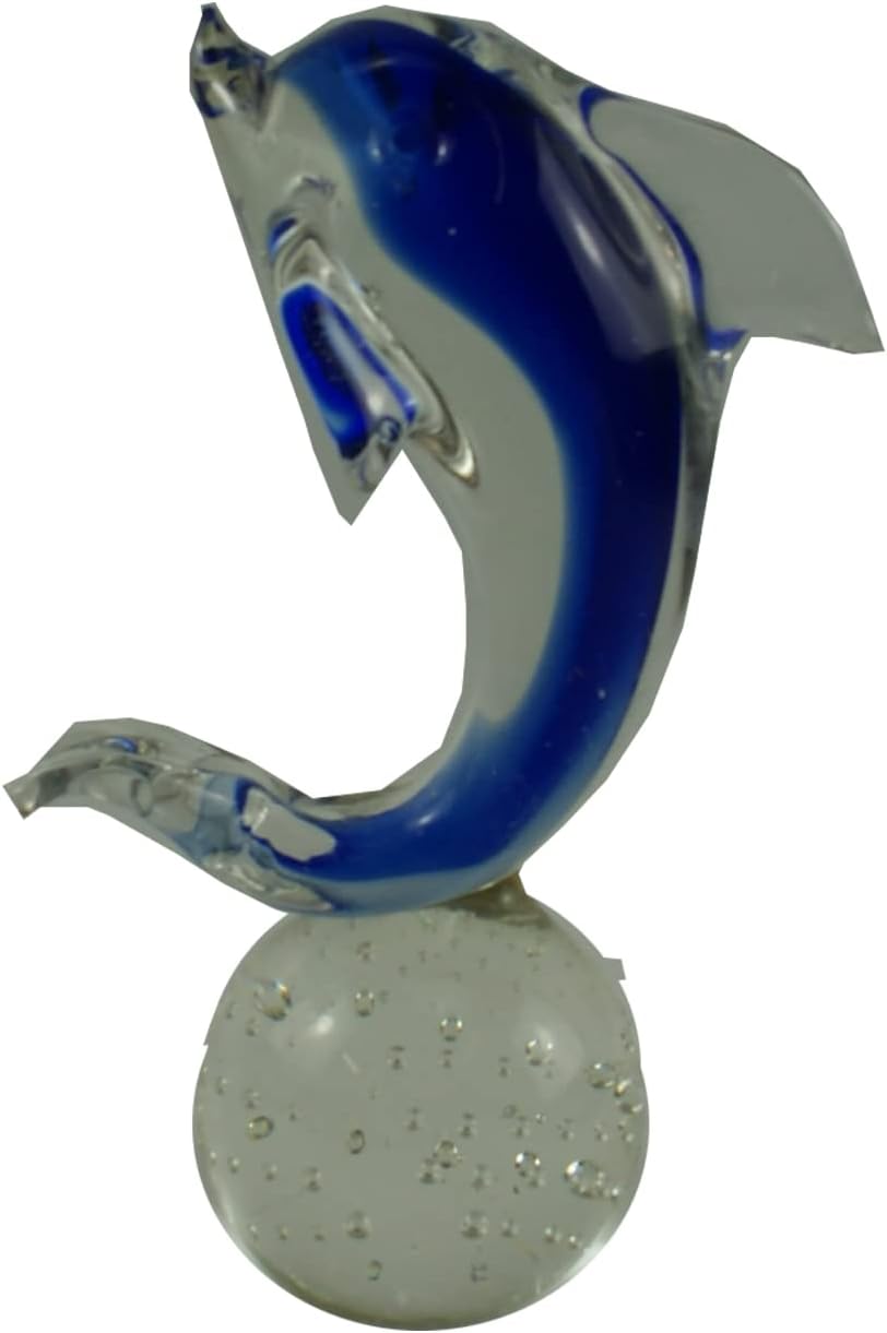 5151 - 7" Blue Glass Dolphin - Ball - |Store 19|