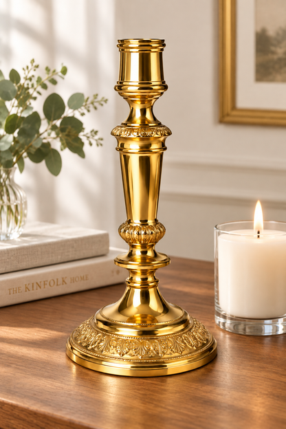 519 - 8" Fancy Brass Candle Stick - |FF-24| sent to pics 9/26 GK