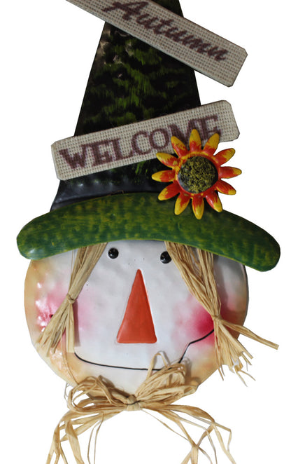 5190 - Tin Scarecrow Head Green Hat - |Abv Garden Shelf-7|