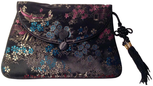 5220 - Black 7x6 Satin Tassel Purse  |16-22|