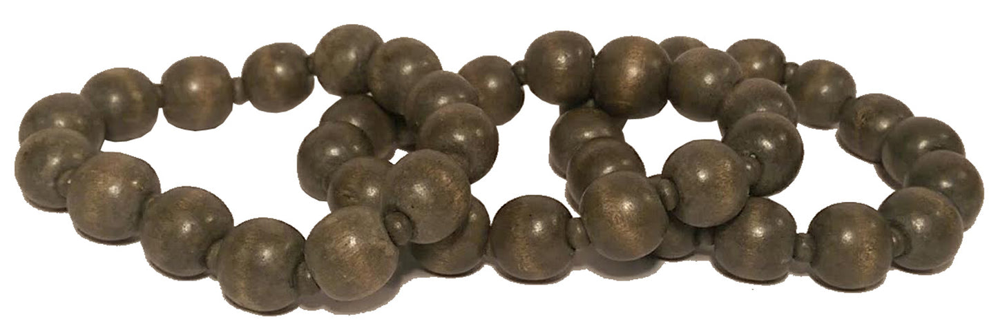 5253 - Olive Bead Wood Bracelet - |P-5 Clear 21|