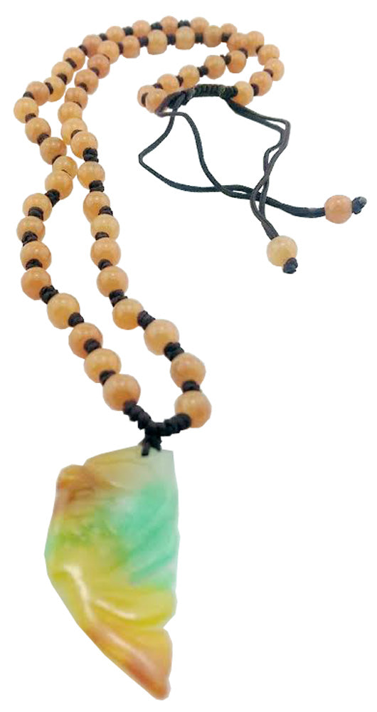 5256 - Tri Color Jade Fish Necklace - |Clear-20|