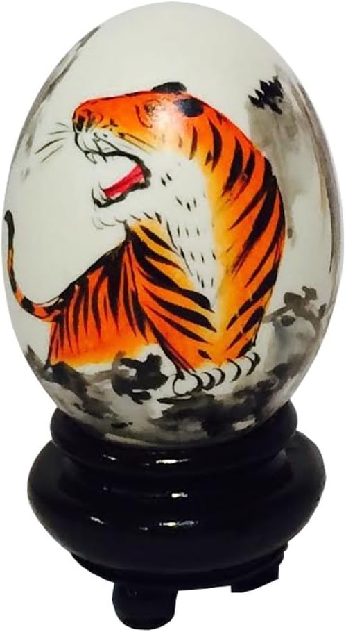533 - 3" Authentic Real Eggshell with Tiger Design for Home Decor and Collection |14-19|
