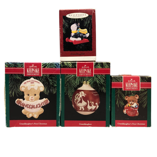 5437 - Set of 4 Hallmark Keepsake Granddaughter Christmas Ornaments for Holiday Decor ||