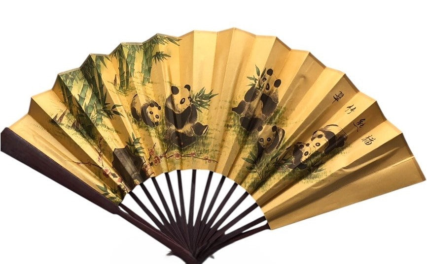 5473 - 13" Satin Fan Kanji Pandas - |25-B|