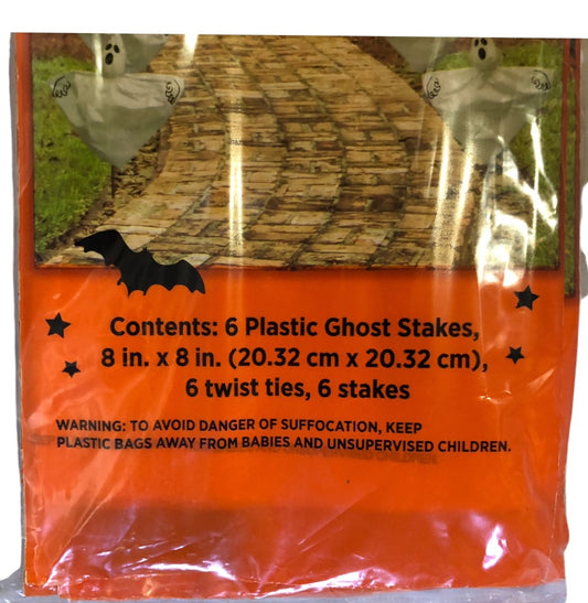 5503 - 19 Inch Set Of 6 Holiday Ghost Stakes For Garden Decor |W-28|
