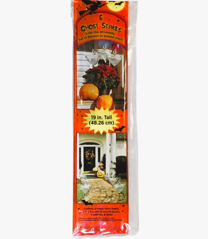 5503 - 19 Inch Set Of 6 Holiday Ghost Stakes For Garden Decor |W-28|