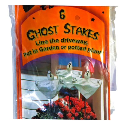 5503 - 19 Inch Set Of 6 Holiday Ghost Stakes For Garden Decor |W-28|