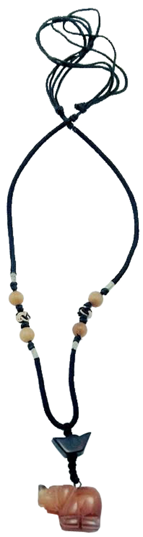 5506 - Red Jade Elephant Macrame Necklace - |Clear-20|