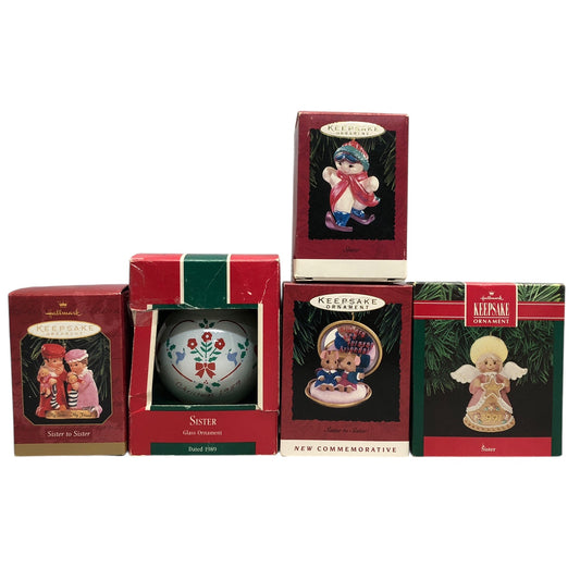 5535 - Beautiful Set of 5 Hallmark Keepsake Sister Ornaments for Christmas Tree and Holiday Decor |Pod 1-66|