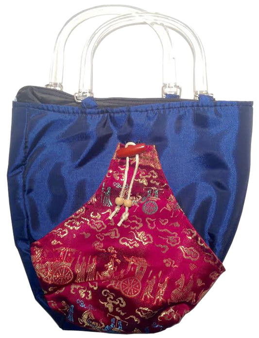 5550 - Blue Burgundy Satin Purse 9x8 |16-23|