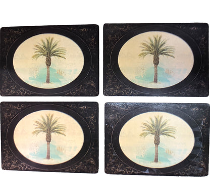 5652 - Set of 4 Wood Palm Placemats - |H-40|