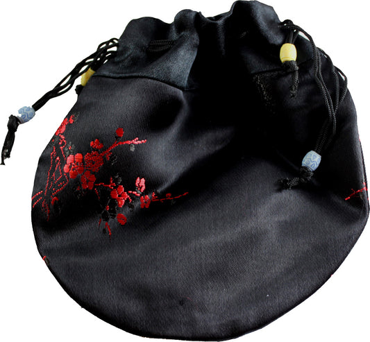 5657 - 6" Black Drawstring Bag Satin |17-19|