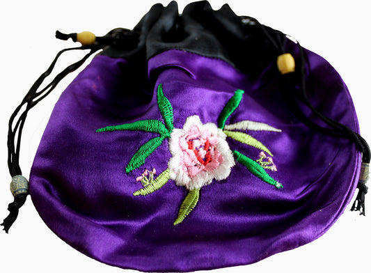 5688 - 6" Purple Black Drawstring Bag  |16-22|