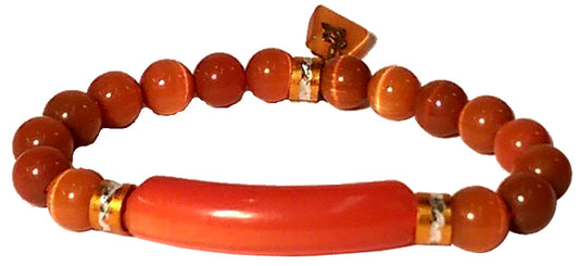 5704 - Orange Bead Power Bracelet - |Clear-101|