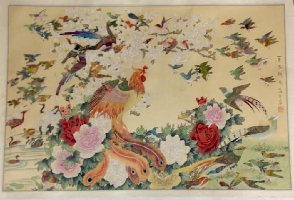 5720 - 45 x 27" Chinese Hand Painting of Birds - |W-30|