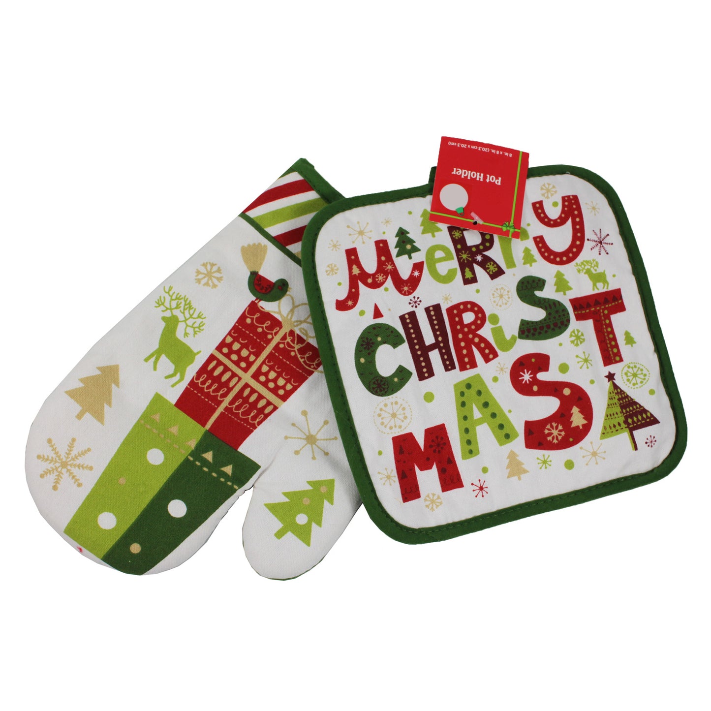 5747 - Merry Xmas Pot Holder Set Green - |Pod 2-9|