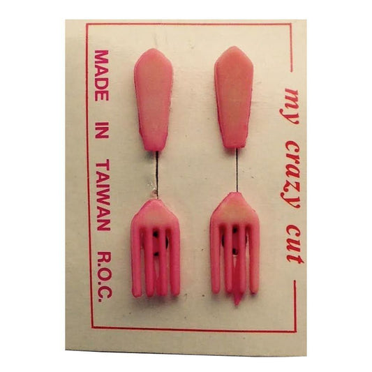57 - Pink Fork Earrings My Crazy Cut - |Clear-166|