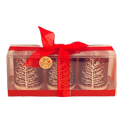 5824 - 3 Red Candles w Xmas Trees |17-27|