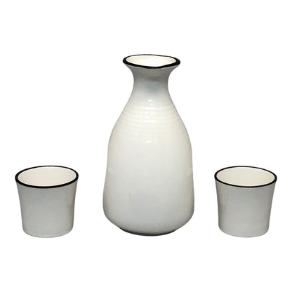 5839 - 3 pc White Geisha Sake Set |9-18|