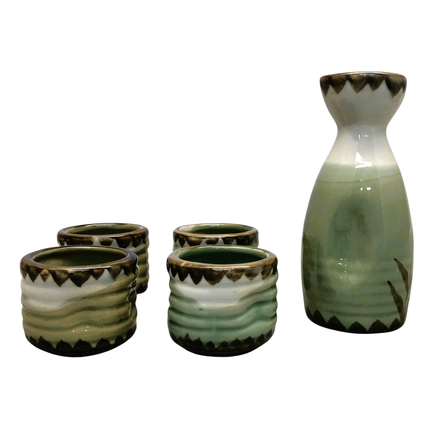 5852 - Glazed 5 pcs Sake Set - |9-19|