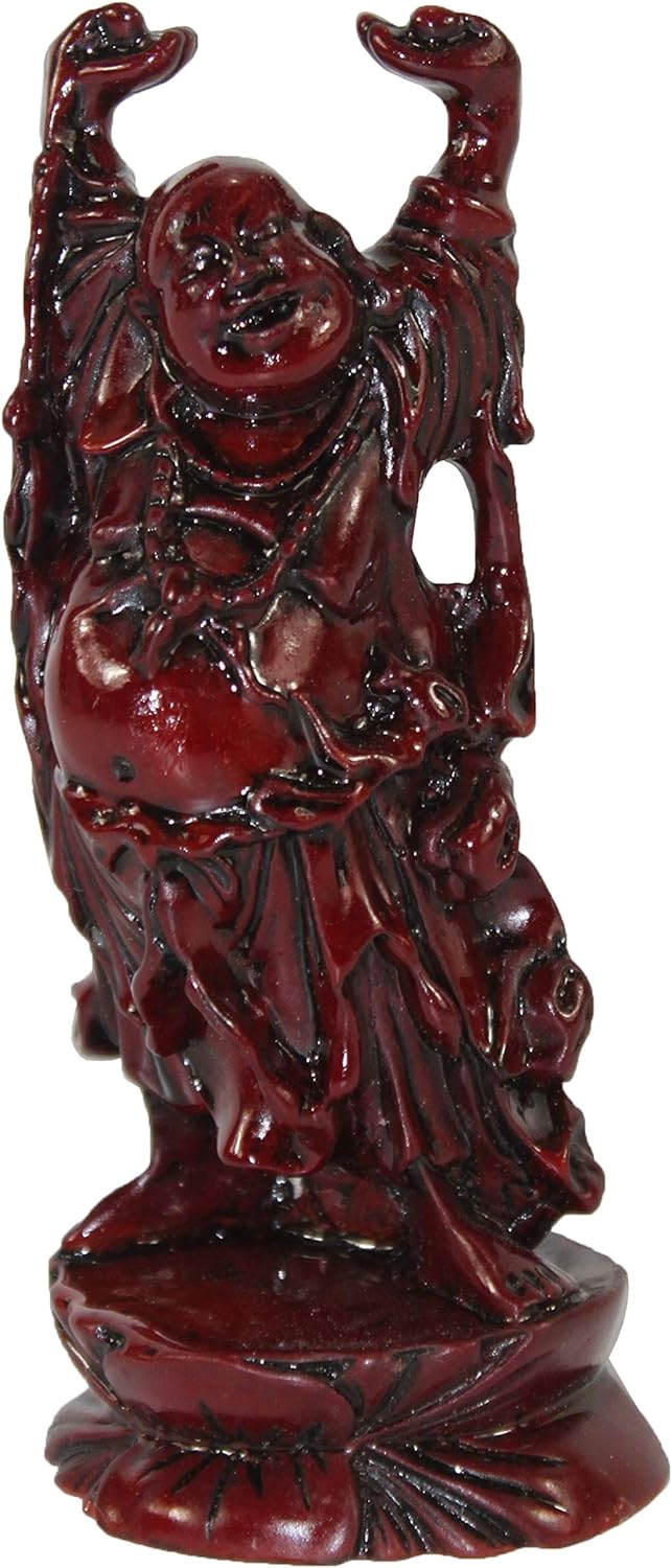 5893 - 4" Red Soapstone Buddha - Balls Up & Tall - [Bu-14]