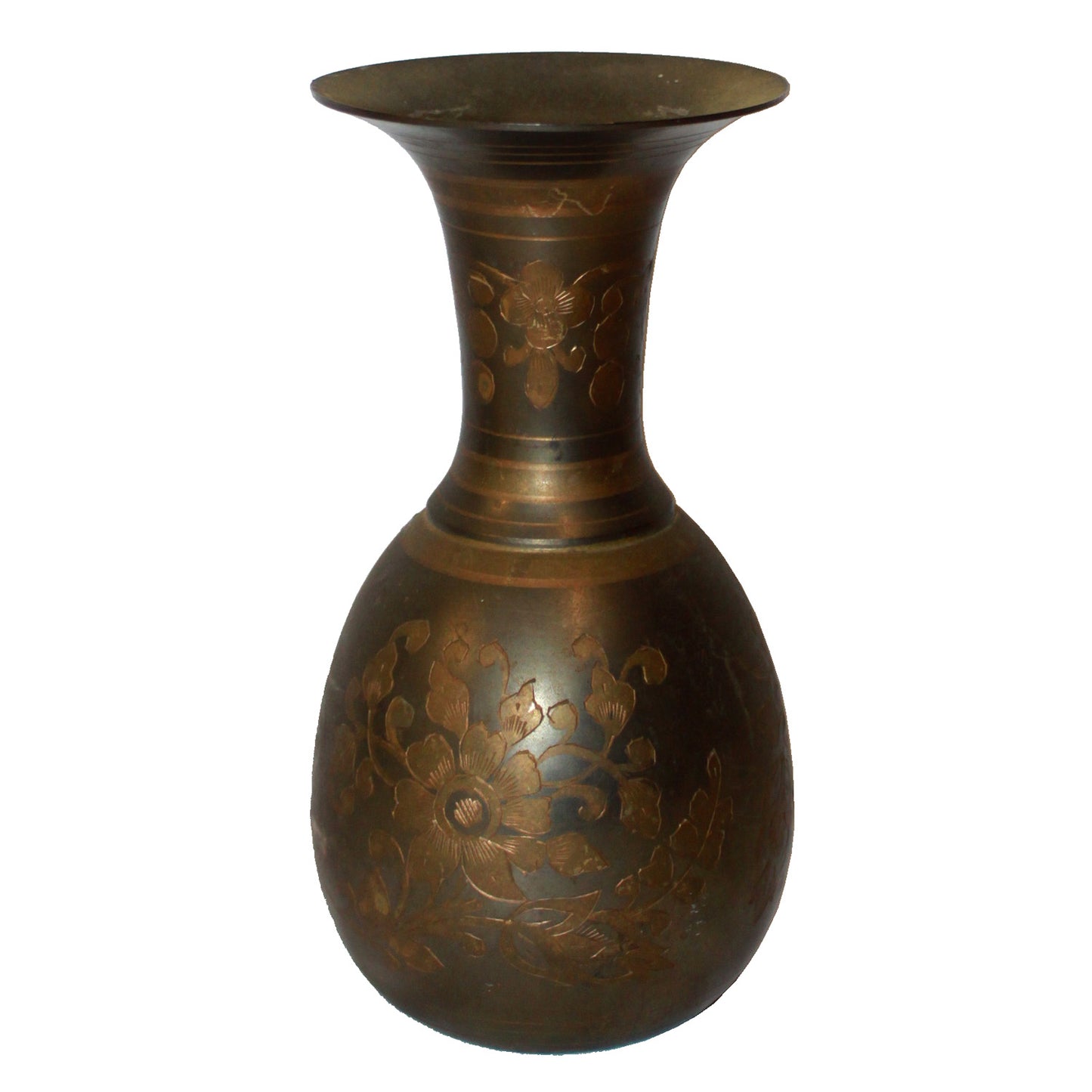 5920 - 9" Brass Vase Etched |15-34|