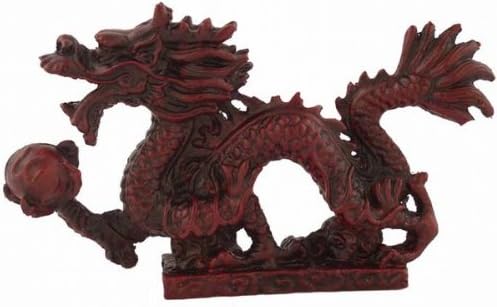 5925 - 9" Red Soapstone Dragon - Holding Pearl - Z-50