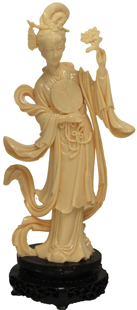 6007 - 10" Faux Ivory Woman - Flowers & Fan - |X-29|