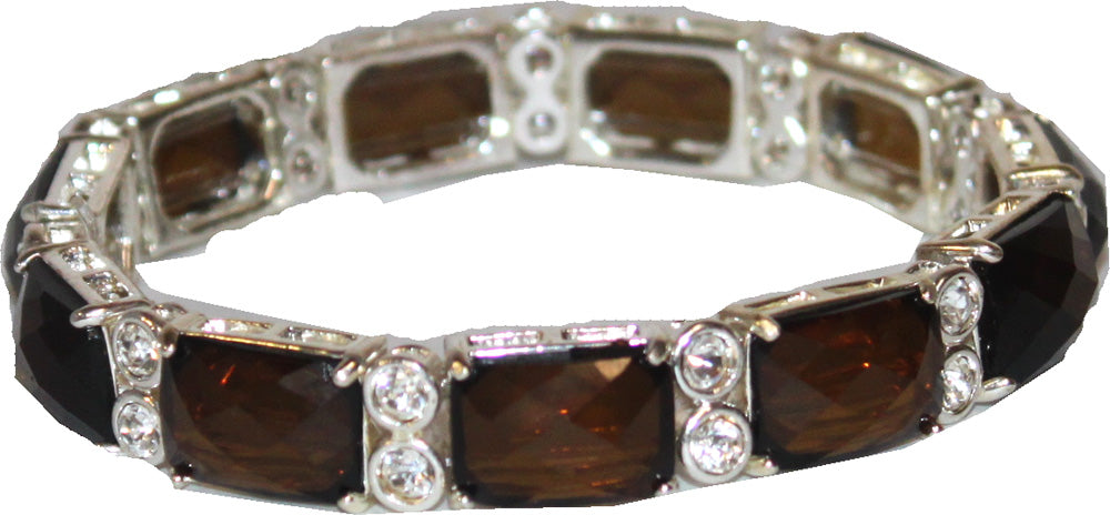 6034 - Amber Silver Stretch Bracelet - |Clear-207|