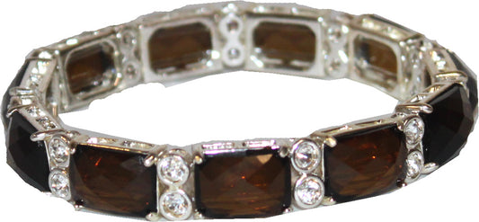 6034 - Amber Silver Stretch Bracelet - |Clear-207|