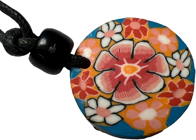 6176 - Necklace Pink Flower Claymatic - [Clear-92]