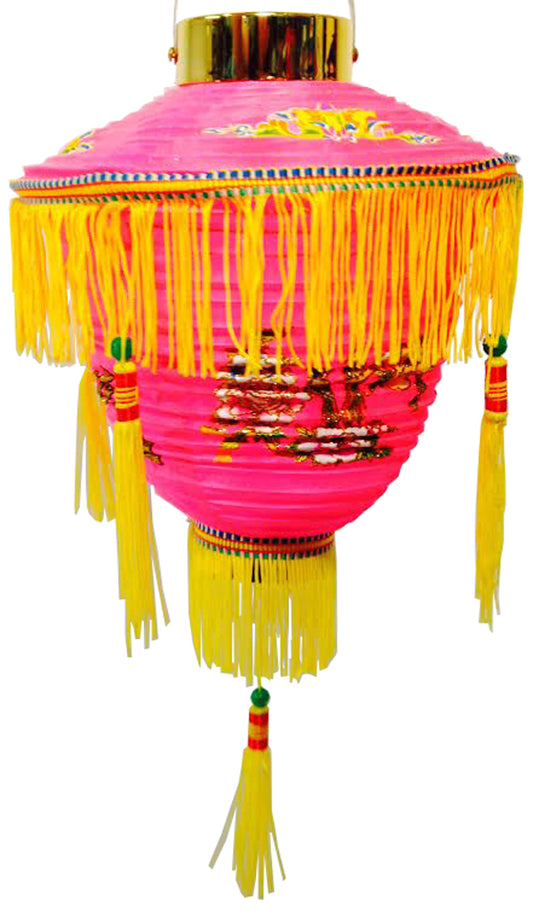 6205 - Lantern 8" Fringe Hot Pink - |I-4|