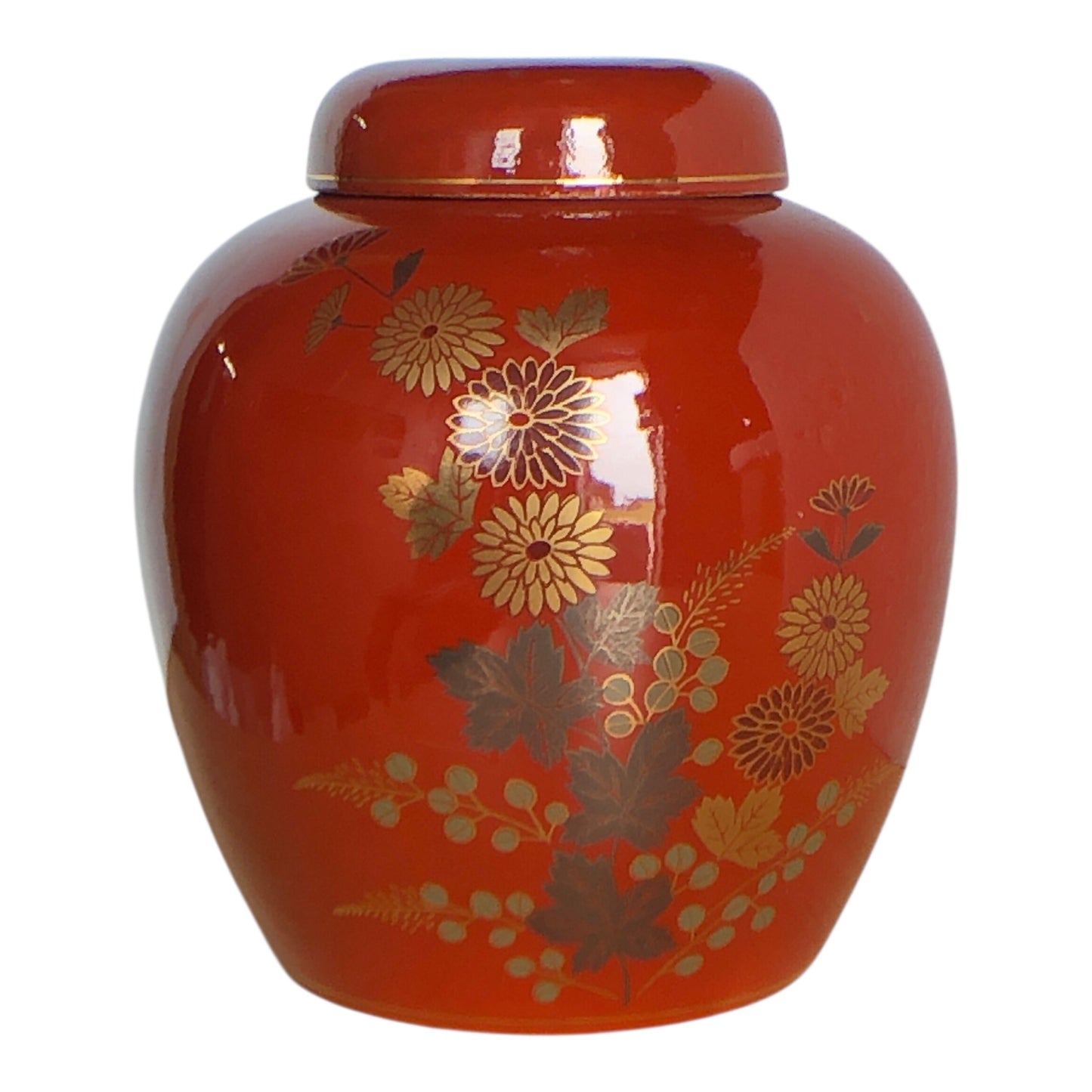6276 - 7" Rust Floral Ginger Jar - |20-17|