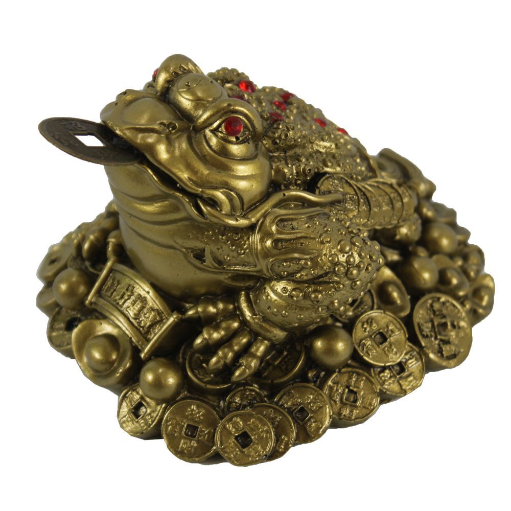 6297 - 5" Gold Money Frog on Coins - |Z-03|