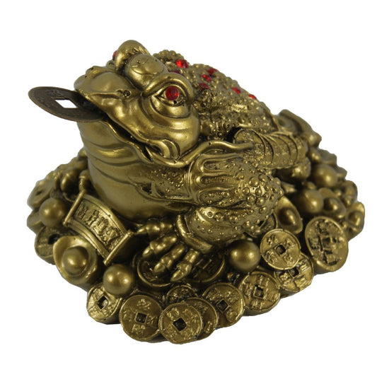 6297 - 5" Gold Money Frog on Coins - |Z-03|