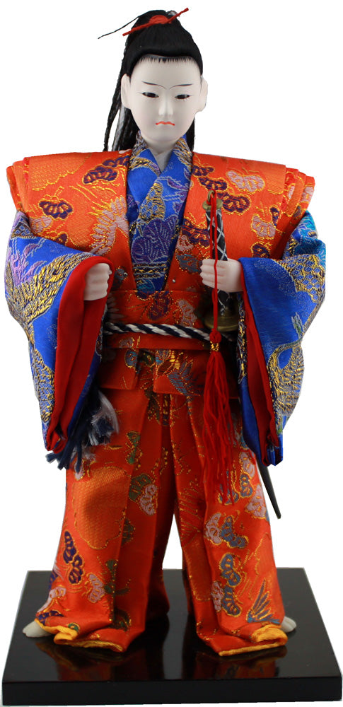 6344 - 10" Orange & Blue Kimono Shogun Doll - Sword - |X-45|