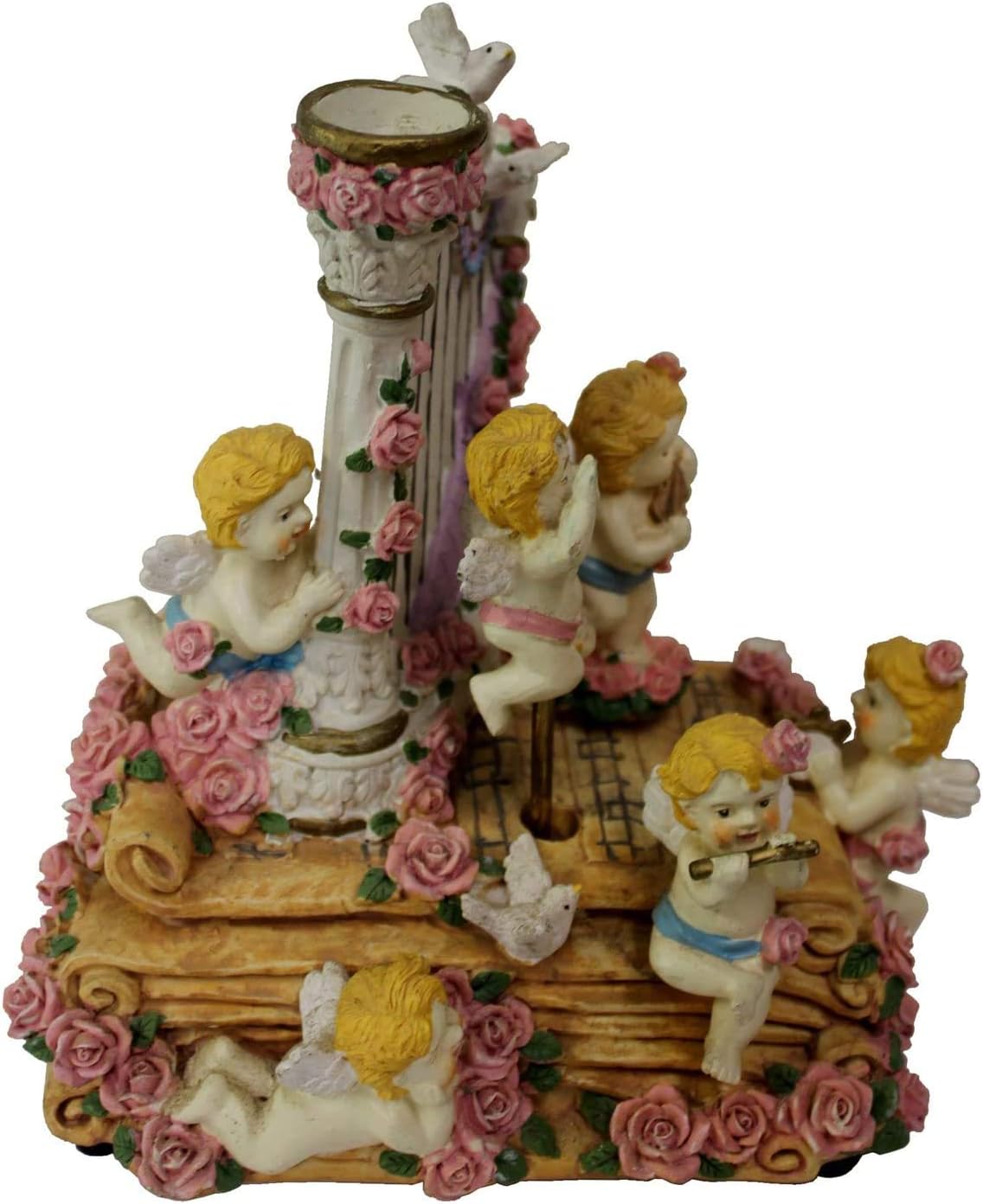 641 - 7" Musical Figure with Six Color Cherubs Surrounding a Harp - |H-8|