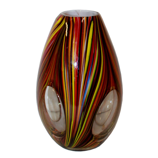 6410 - 8" Striped Heavy Glass Vase - |H-64|