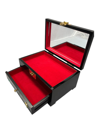 6414 - Vintage Chinese Lacquered Jewelry Box – Inlaid with Mother of Pearl - |18-30|